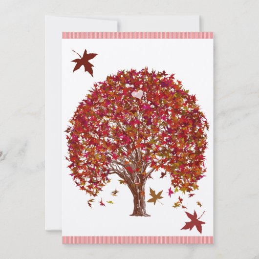 Coral Burgundy Red Tree Weddenschap Kaart (Voorkant)