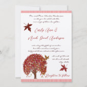 Coral Burgundy Red Tree Weddenschap Kaart (Achterkant)