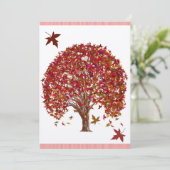 Coral Burgundy Red Tree Weddenschap Kaart (Staand voorkant)
