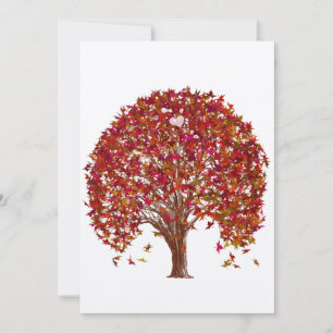 Coral Burgundy Red Tree Weddenschap Kaart