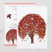 Coral Burgundy Red Tree Weddenschap Kaart (Voorkant / Achterkant)