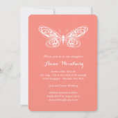 Coral Butterfly Bat Mitzvah Invitation Kaart (Voorkant)