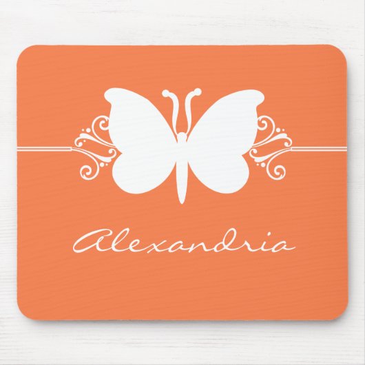 Coral Butterfly Swirls Mousepad Muismat (Voorkant)