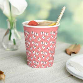 Coral Butterfly Verjaardagsfeest Papieren Bekers
