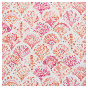 CORAL CAMO Fish Scale Mermaid Scallop Waterverf Stof