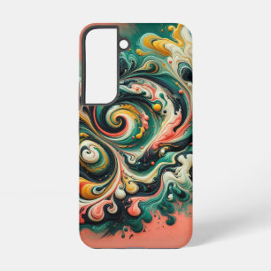 Coral Cascade Swirl Abstracte Vloeibare Kunst Samsung Galaxy Hoesje