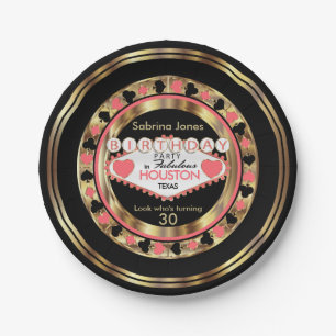 Coral Casino Poker Chip Birthday Party Papieren Bordje