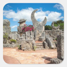 Coral Castle Wijnlabel Vierkante Sticker