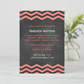 Coral & Chalkboard Chevron Bat Mitzvah Kaart (Staand voorkant)