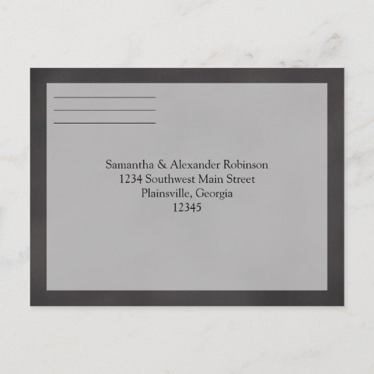 Coral Chalkboard Script Beach Bruiloft RSVP Antwoo Uitnodiging Briefkaart (Achterkant)