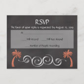 Coral Chalkboard Script Beach Bruiloft RSVP Antwoo Uitnodiging Briefkaart (Voorkant)