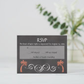 Coral Chalkboard Script Beach Bruiloft RSVP Antwoo Uitnodiging Briefkaart (Staand voorkant)