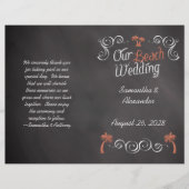 Coral Chalkboard Script Beach Wedding Program (Voorkant)