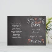 Coral Chalkboard Script Beach Wedding Program (Staand voorkant)