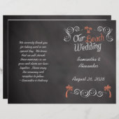 Coral Chalkboard Script Beach Wedding Program (Voorkant / Achterkant)