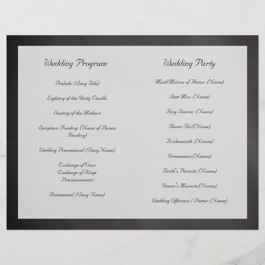 Coral Chalkboard Script Beach Wedding Program (Achterkant)