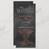 Coral Chalkboard Wedding Program Programmakaart (Voorkant / Achterkant)