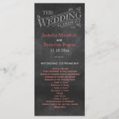 Coral Chalkboard Wedding Program Programmakaart (Voorkant)