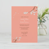 Coral Cherry Blossom Wedding Invitations Kaart (Staand voorkant)
