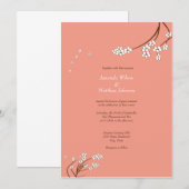 Coral Cherry Blossom Wedding Invitations Kaart (Voorkant / Achterkant)