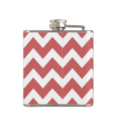 Coral Chevron Aqua Monogram, gepersonaliseerd Heupfles (Achterkant)