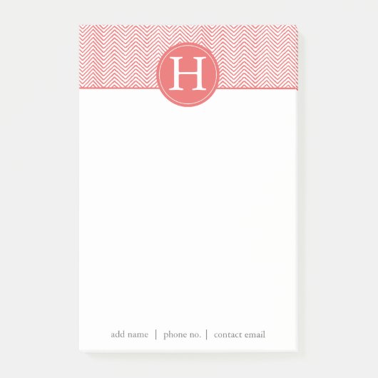 Coral Chevron Custom Monogram2 Post-it® Notes (Voorkant)