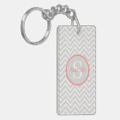 Coral Chevron Monogram Acrylyl Sleutelhanger (Voorkant Links)