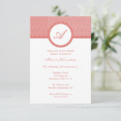 Coral Chevron Monogram Bridal Shower Kaart (Staand voorkant)