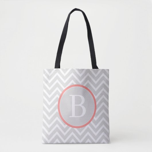 Coral Chevron Monogram Canvas tas (Voorkant)
