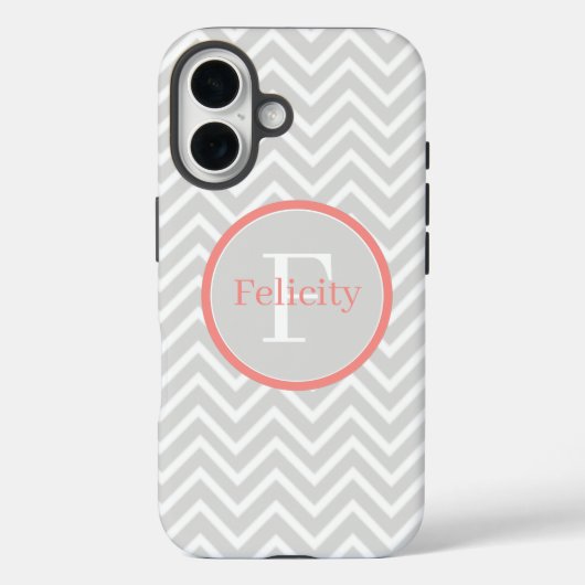 Coral Chevron Monogram Case-Mate iPhone Case (Achterkant)