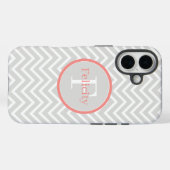 Coral Chevron Monogram Case-Mate iPhone Case (Achterkant (horizontaal))