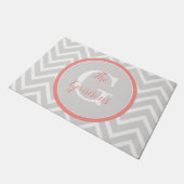 Coral Chevron Monogram Doormat Deurmat (Schuin)