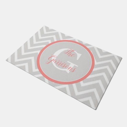 Coral Chevron Monogram Doormat Deurmat (Schuin)