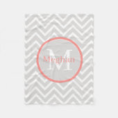 Coral Chevron Monogram Fleece Deken (Voorkant)