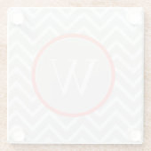 Coral Chevron Monogram Glazen Onderzetter (Achterkant)