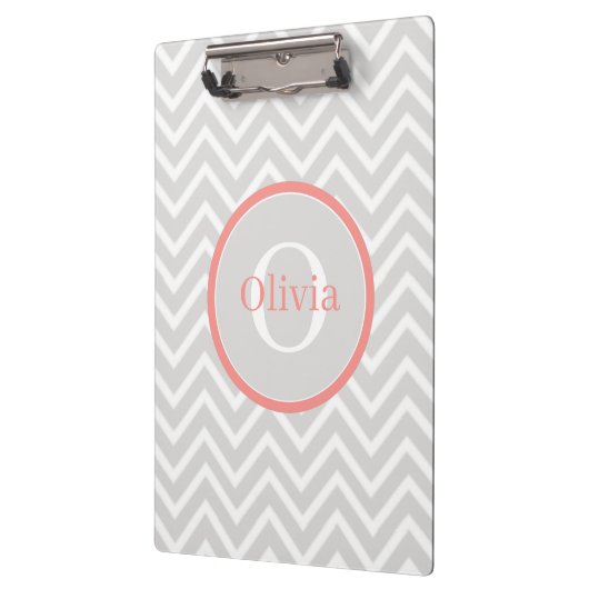 Coral Chevron Monogram Klembord (Links)