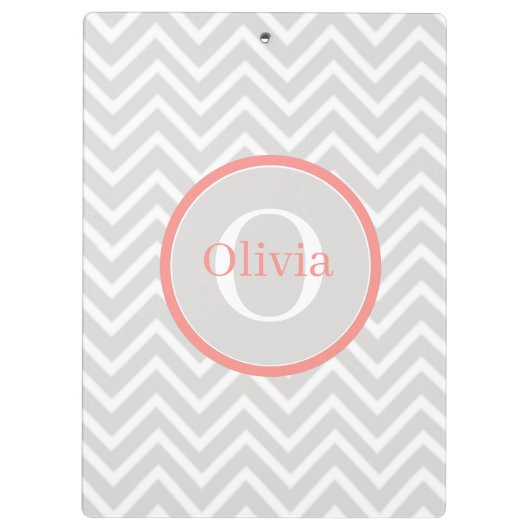 Coral Chevron Monogram Klembord (Achterkant)