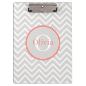 Coral Chevron Monogram Klembord (Voorkant)