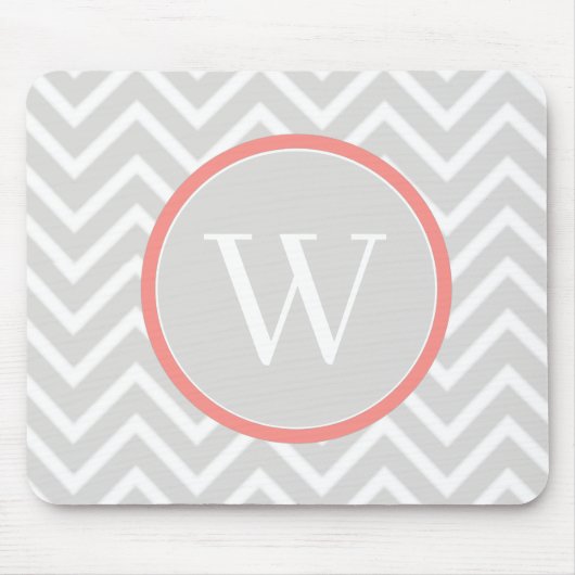 Coral Chevron Monogram Muismat (Voorkant)