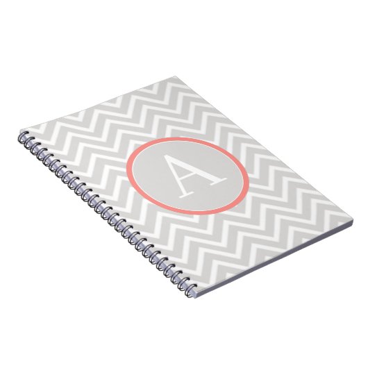 Coral Chevron Monogram Notitieboek (Rechterzijde)