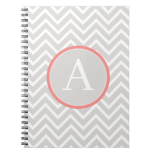 Coral Chevron Monogram Notitieboek (Voorkant)
