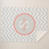 Coral Chevron Monogram Sherpa Deken (Voorkant (horizontaal))