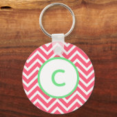Coral Chevron Monogram Sleutelhanger (Voorkant)