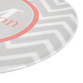 Coral Chevron Monogram Snijplank (Hoek)