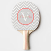 Coral Chevron Monogram Tafeltennisbatje (Voorkant)