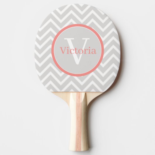 Coral Chevron Monogram Tafeltennisbatje (Voorkant)