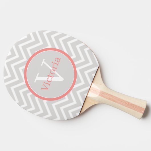 Coral Chevron Monogram Tafeltennisbatje (Zijkant)