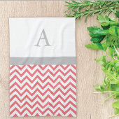 Coral Chevron Monogram Theedoek