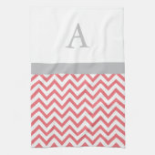 Coral Chevron Monogram Theedoek (Verticaal)