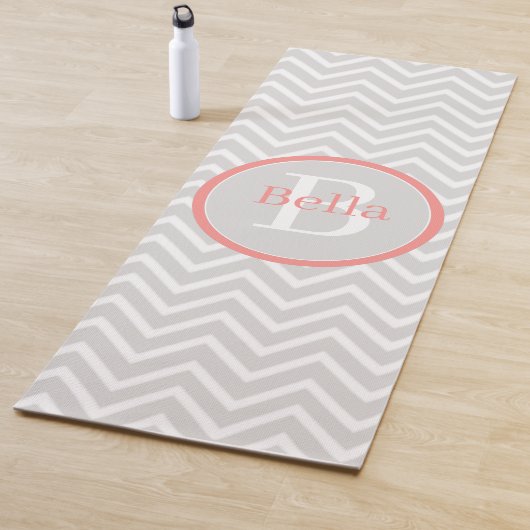 Coral Chevron Monogram Yogamat (In situ)